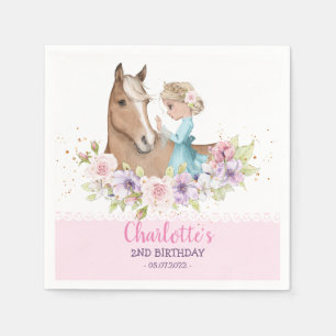 Serviette En Papier Aquarelle mignonne Pastel Princesse et Cheval Anni