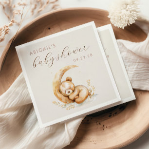Serviette En Papier Aquarelle mignonne Teddy Bear Baby shower Lune