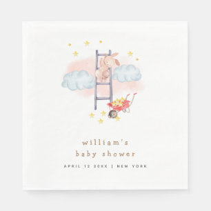 Serviette En Papier Aquarelle minimale Boho Bunny Stars Baby shower