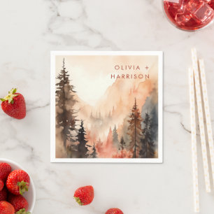 Serviette En Papier Aquarelle moderne Automne Mariage en terre cuite