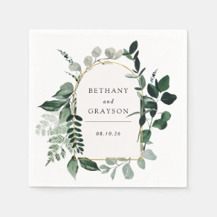 Serviette En Papier Aquarelle moderne Botanique Mariage de verdure