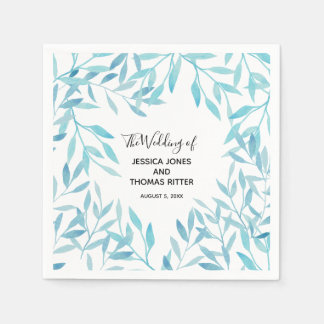 Serviette En Papier Aquarelle moderne élégant Floral Blue