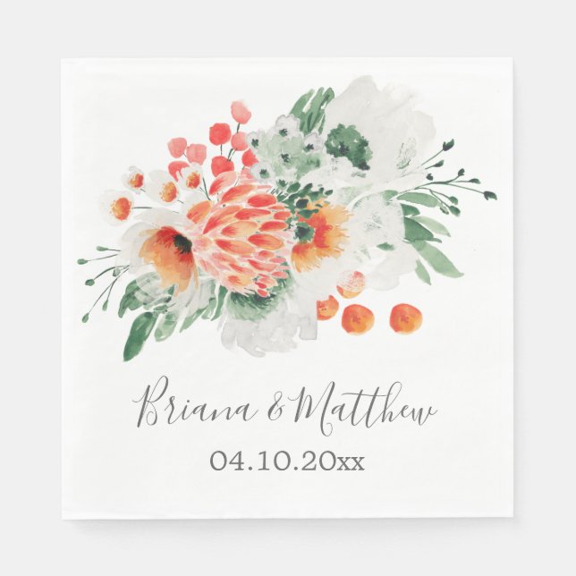 Serviette En Papier Aquarelle moderne Fleur sauvage tendance florale N (Devant)