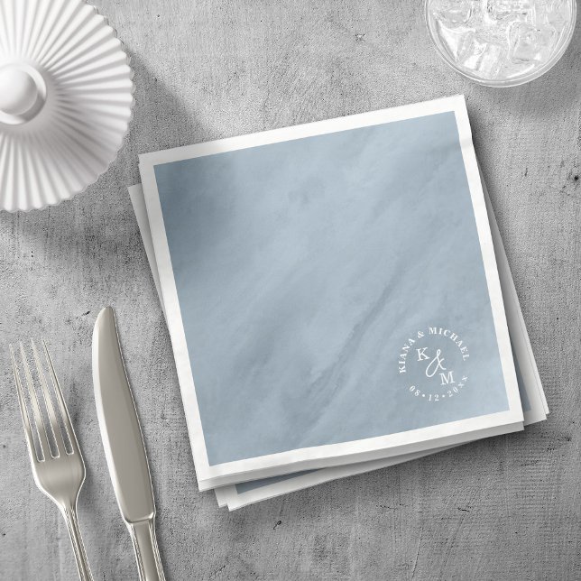 Serviette En Papier Aquarelle moderne Mariage Dusty Blue ID816 (Créateur téléchargé)