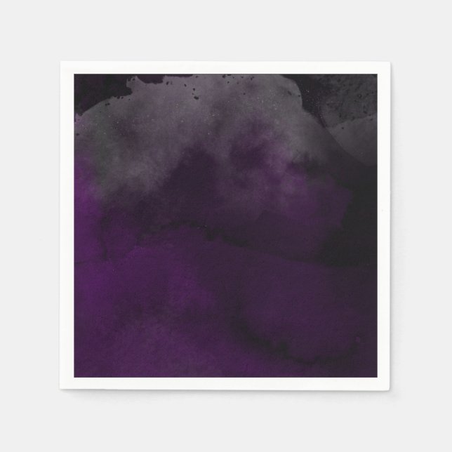 Serviette En Papier Aquarelle moderne Moody Plum Purple Wedding Party (Devant)