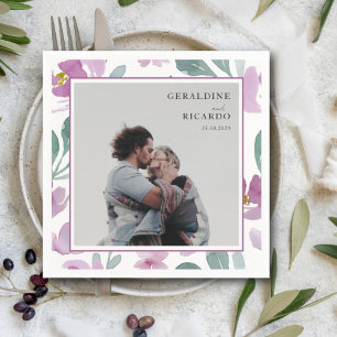 Serviette En Papier Aquarelle moderne rose Floral & Mariage photo
