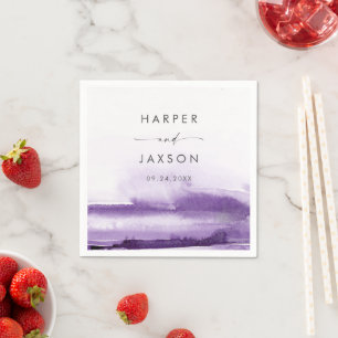 Serviette En Papier Aquarelle moderne   Serviettes de Mariage violet