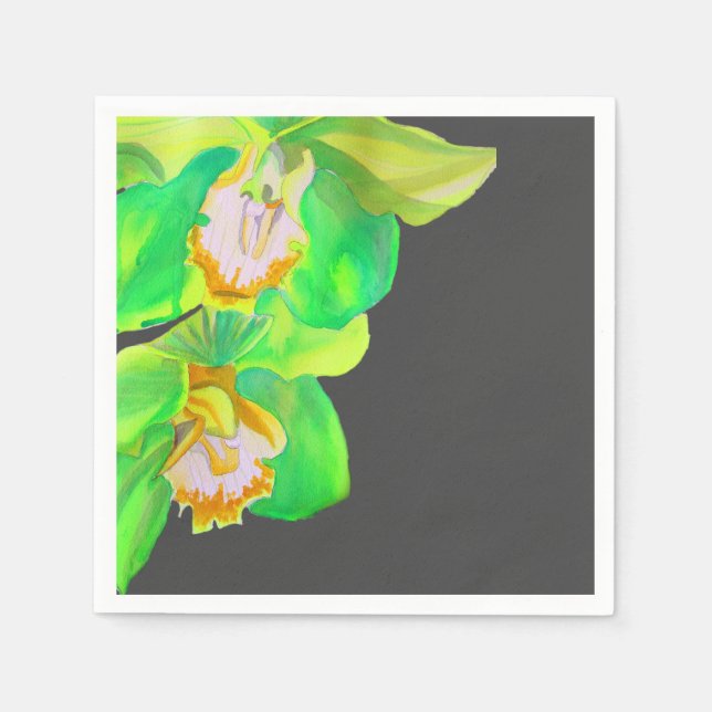 Serviette En Papier Aquarelle moderne simple orchidée art floral (Devant)