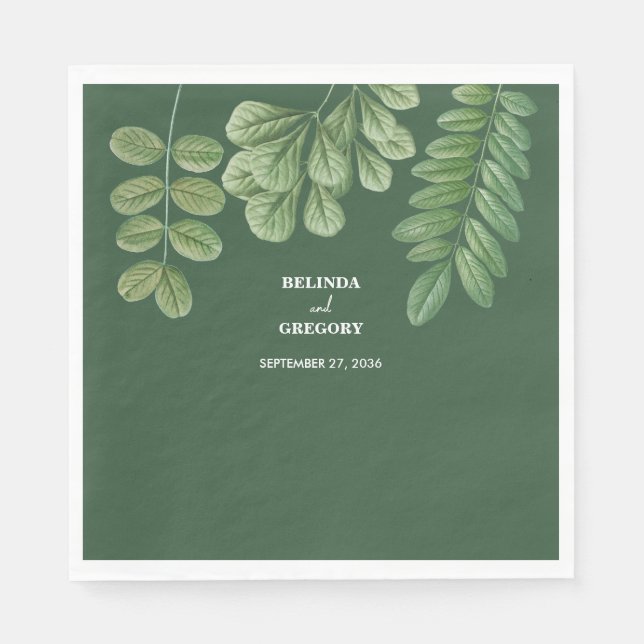 Serviette En Papier Aquarelle moderne vert émeraude Mariage vert émera (Devant)