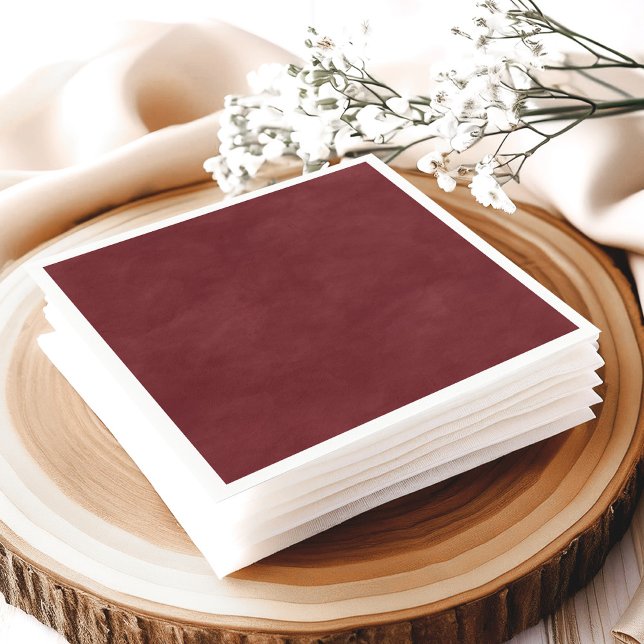 Serviette En Papier Aquarelle modifiable couleur rouge vin simple (Wine Red Watercolor Wedding Paper Napkins – Simple Elegant Party Supplies)