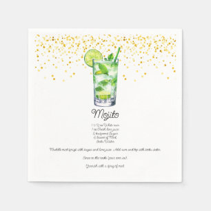 Serviette En Papier Aquarelle Mojito Recette de boisson personnalisée