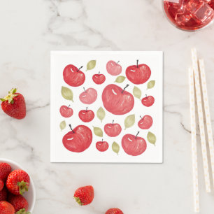 Serviette En Papier Aquarelle Motif Apple peinte à la main