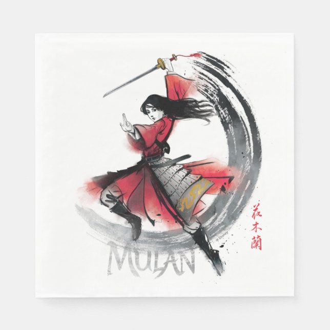 Serviette En Papier Aquarelle Mulan Sword Art (Devant)