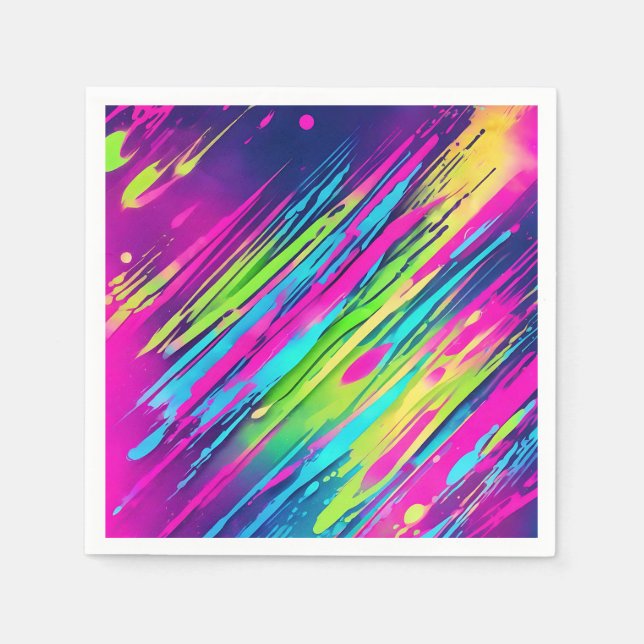 Serviette En Papier Aquarelle Neon Vibrant (Devant)