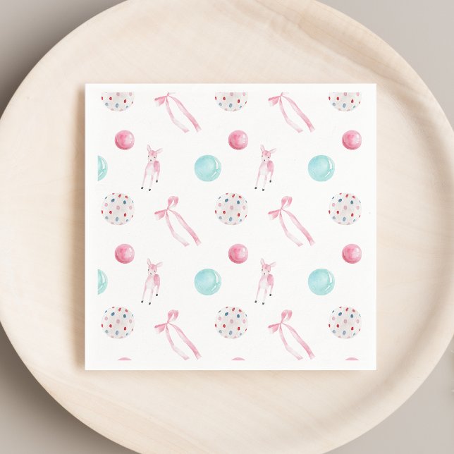 Serviette En Papier Aquarelle Noël bébé fille douche (Créateur téléchargé)