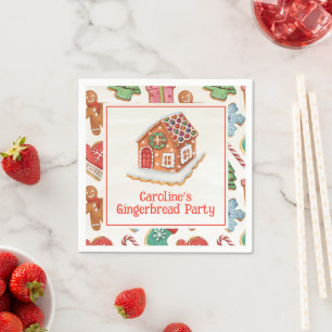Serviette En Papier Aquarelle Noël pain d'épices Maison Cookies