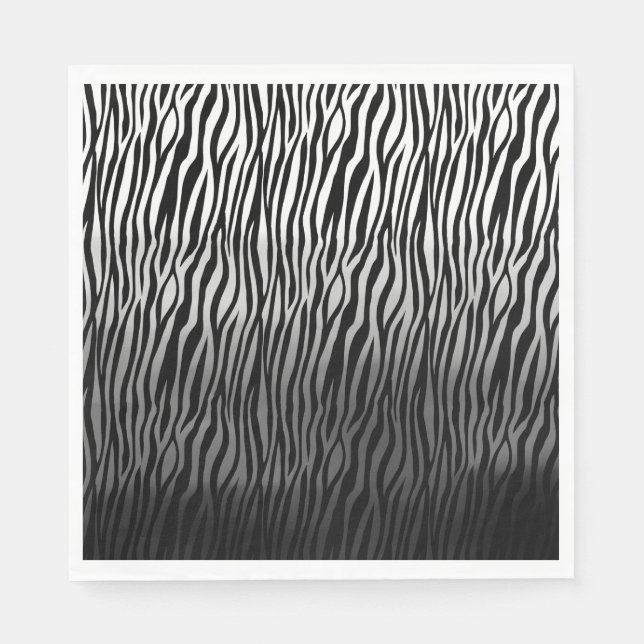 Serviette En Papier Aquarelle noir blanc Ombre Zebra Print (Devant)