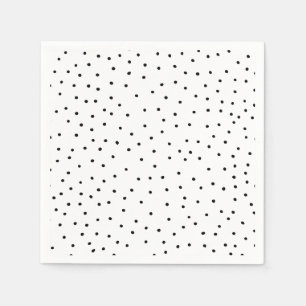 Serviette En Papier Aquarelle noire chic moderne pois mignon
