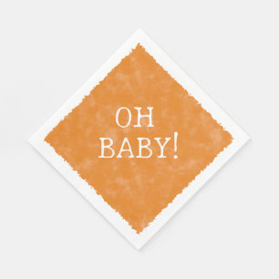 Serviette En Papier Aquarelle orange Baby shower texte personnalisé Oh
