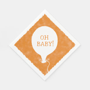 Serviette En Papier Aquarelle orange Baby shower texte personnalisé Oh