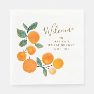 Serviette En Papier Aquarelle Oranges Fruit Fête des mariées rustique