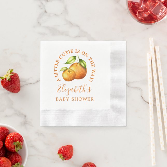 Serviette En Papier Aquarelle Oranges Un Petit Baby shower Cutie (En situation)