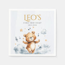 Aquarelle Ours Premier Anniversaire Papier Napkin
