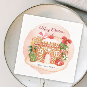 Serviette En Papier Aquarelle pain d'épices Maison Noël Fête