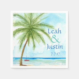 Serviette En Papier Aquarelle Palm Tree Mariage personnalisé Napkin