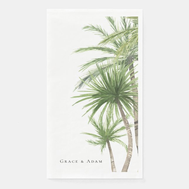 Serviette En Papier Aquarelle Palmes tropicales Personnalisées (Devant)