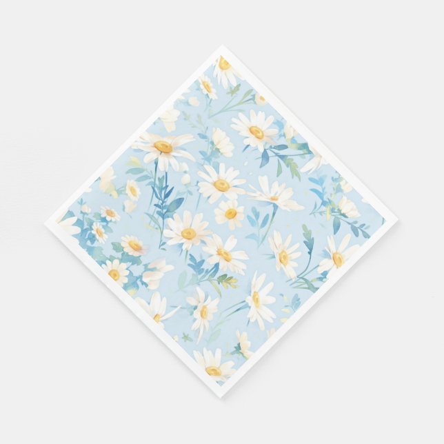 Serviette En Papier Aquarelle Pastel Daisies (Coin)