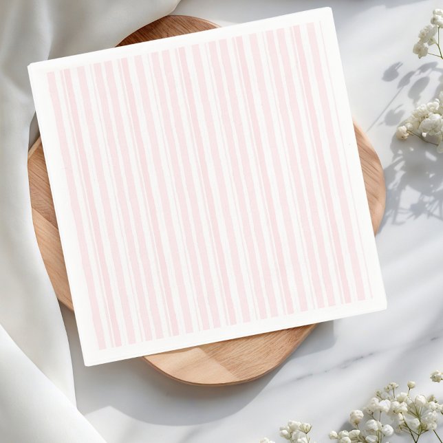 Serviette En Papier Aquarelle Pastel Motif en bande rose (Créateur téléchargé)