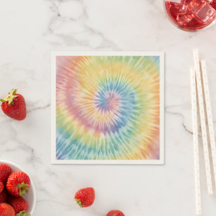 Serviette En Papier Aquarelle Pastel Rainbow Tie Dye