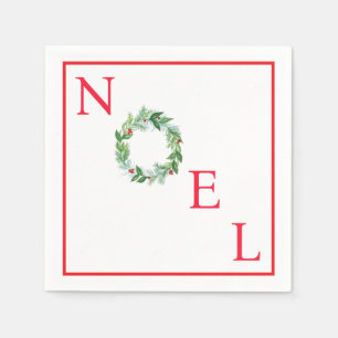 Serviette En Papier Aquarelle peinte à la main NOEL de couronne