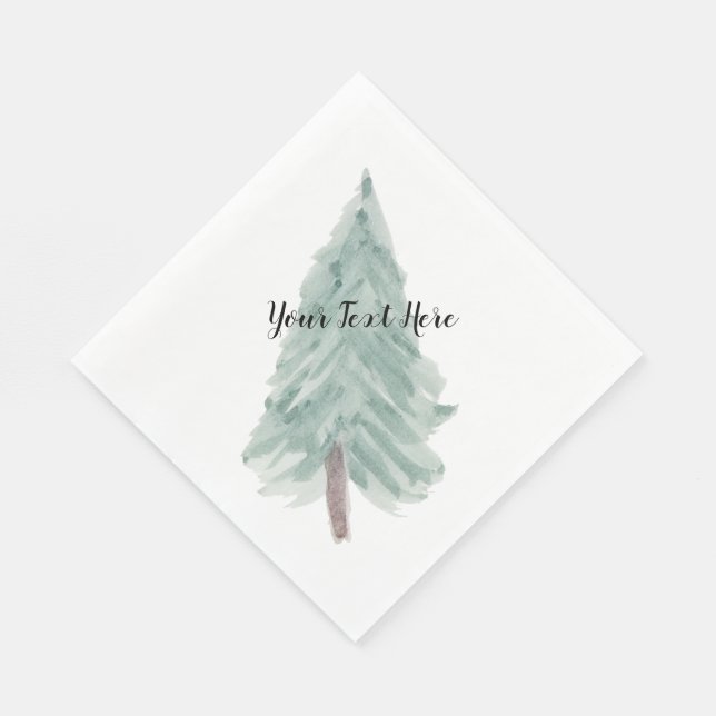 Serviette En Papier Aquarelle personnalisée Arbre de Noël Napkin (Coin)