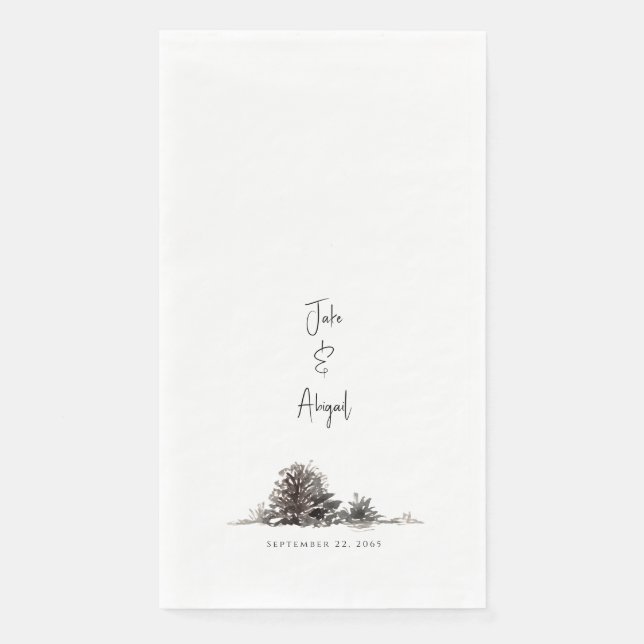 Serviette En Papier Aquarelle personnalisée cône de pin neutre (Devant)