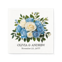 Aquarelle personnalisée Design floral - Bleu et bl