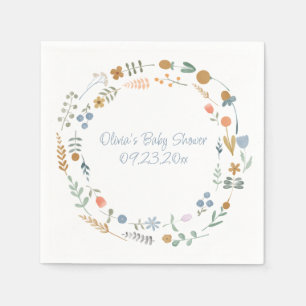Serviette En Papier Aquarelle personnalisée simple Baby shower floral