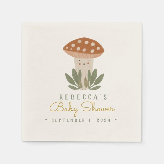 Serviette En Papier Aquarelle Petits champignons Naples (Devant)