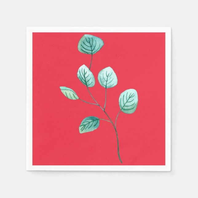 Serviette En Papier Aquarelle Pierre de Feuille (Devant)