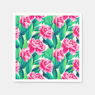 Serviette En Papier Aquarelle Pink Peonis Imprimer