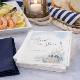 Serviette En Papier Aquarelle Plage Bienvenue sur le Rivage Dîner