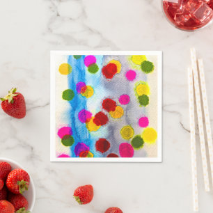 Serviette En Papier Aquarelle pois bleue abstraite