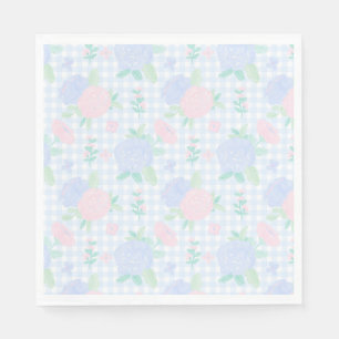Serviette En Papier Aquarelle Preppy Floral En vichy Anniversaire