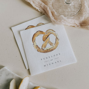 Serviette En Papier Aquarelle Pretzel doux Mariage personnalisé