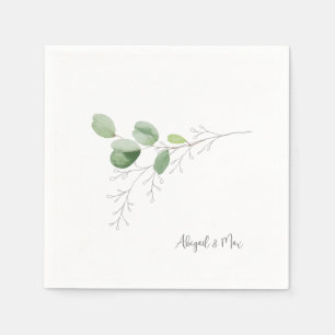 Serviette En Papier Aquarelle printanière Foliage dessiné à la main Co