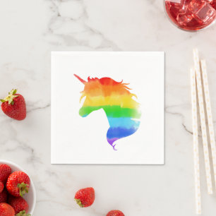 Serviette En Papier Aquarelle Rainbow Unicorn