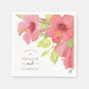 Serviette En Papier Aquarelle romantique Hibiscus Blooms papier Mariag