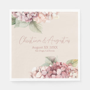 Serviette En Papier Aquarelle romantique rose et bleu Hydrangea Fleurs