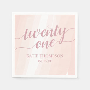 Serviette En Papier Aquarelle rose 21e anniversaire